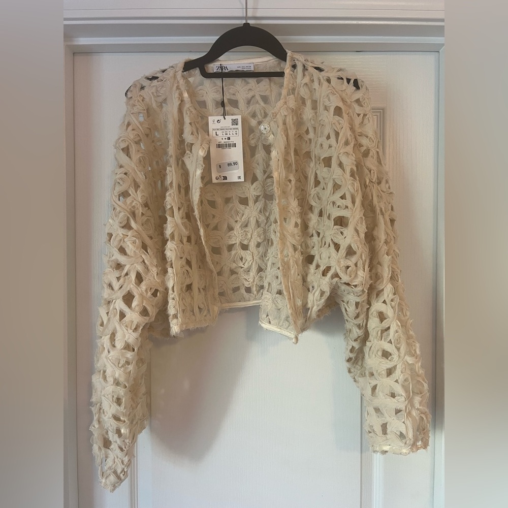NWT: Zara Rosette Detail Bolero Jacket